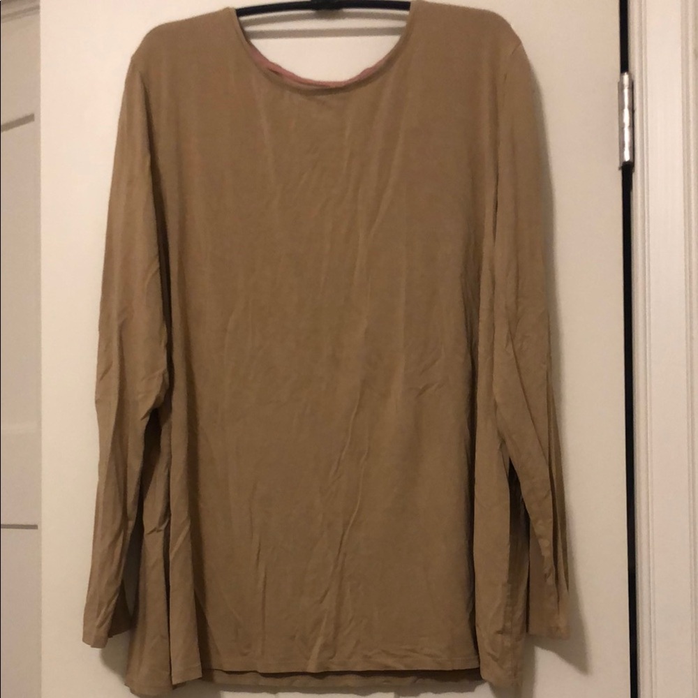 Chico's Tan Long Sleeve Relaxed T-Shirt